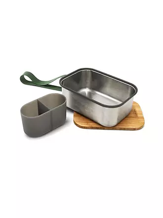 BLACK+BLUM | Frischhaltedose - Lunchbox gross 19x13,5cm Olive/Edelstahl | 